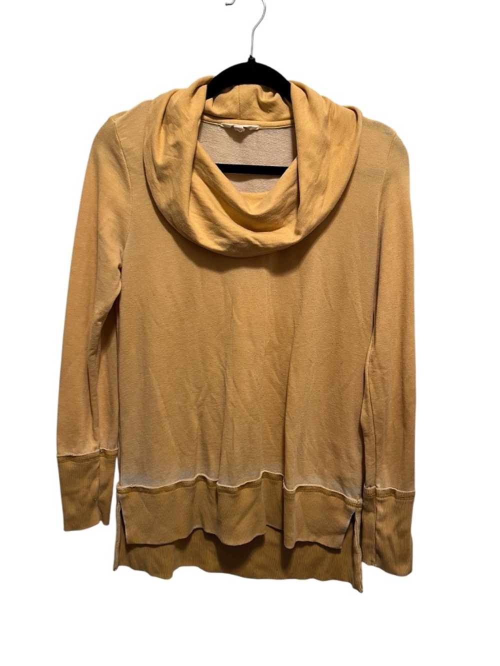 Lucky Brand Mustard Cowl Neck Pullover Faded Style Womens Size Medium